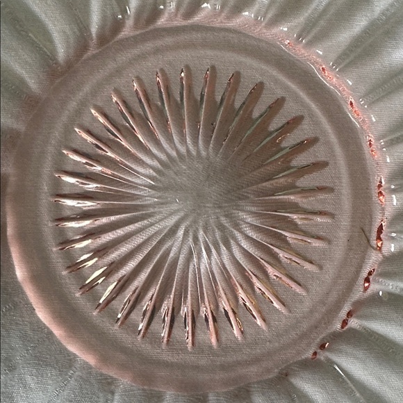 6 Vintage Heisey Ridge and Star Orchard Pink Depression Glass 7.5" Salad Plate - Picture 5 of 7